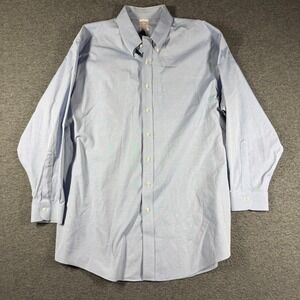 Brooks Brothers Madison Non-Iron Blue Supima Cotton Shirt 18.5-35 Mens Large